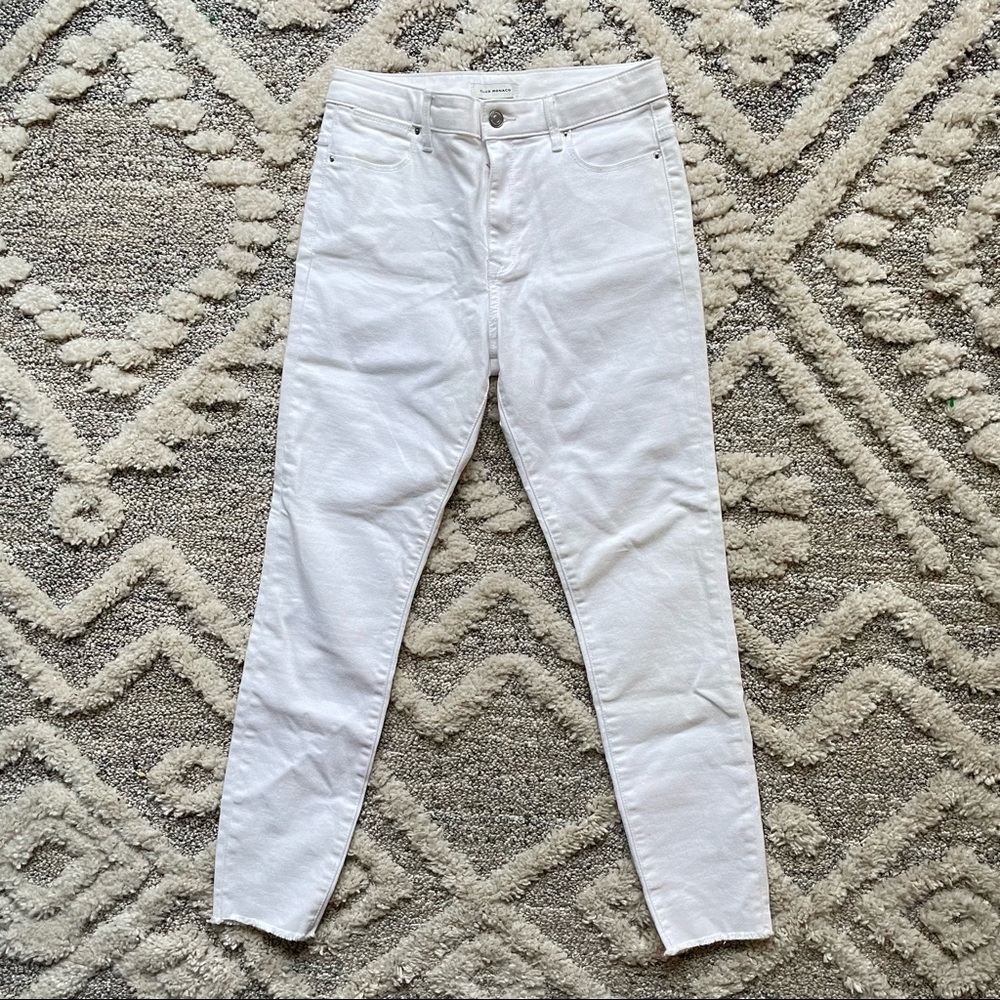 Club Monaco Women Raw Hem White Jeans Size 29